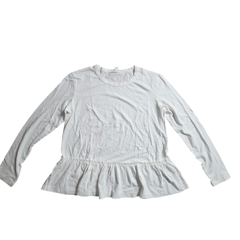 Caslon Nordstrom Long Sleeve Peplum Ruffle Hem Top L Capsule Clean Girl NWT